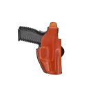 Premium Genuine Brown Leather Paddle Holster for Glock 17/19/21/26/27/30/43/43X – Thumb-Break Retention