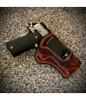 Mahogany leather inside waistband holster with molded fit and hand stitched edges