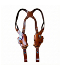 Leather double shoulder holster system with adjustable harness and vertical carry design