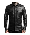 Men’s Quilted Snap-Front Leather Shirt