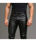 Men’s Black Sheepskin Biker Leather Pants