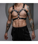 Men’s Black Leather Chest Harness – Adjustable Genuine Leather Strap for Bold Styl 