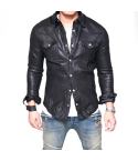  Men’s Black Lambskin Leather Shirt