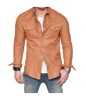   Men’s Brown Lambskin Leather Shirt