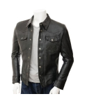 Men’s Black Lambskin Leather Shirt