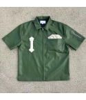 Men’s PU Leather Zip‑Up T‑Shirt