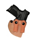 Natural Leather IWB Holster With Dual Snap Straps – front view showing rough side out leather, retention screw, and dual snap belt straps