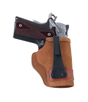 Natural Rough Out IWB Holster With J Hook – front view – rough out steerhide holster with reinforced mouth and low profile belt hook