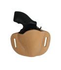Natural Tan Leather Pancake Belt Slide Holster front view for 2 inch snub nose revolver