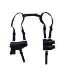 Black Leather Horizontal Shoulder Holster – Double Mag Pouch