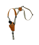 Saddle Tan Leather Vertical Shoulder Holster for Revolvers – Webbing Harness