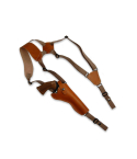 Handmade Tan Leather Vertical Shoulder Holster for Revolvers – Webbing Harness