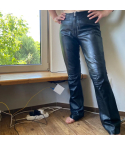 90s Vintage Black Mid‑Rise Leather Pants (Women’s M)