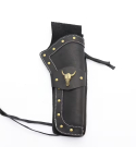 Western Leather Belt Holster with Decorative Flap – black holster – front product view