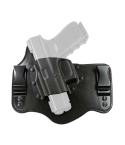 Black hybrid IWB holster with molded Kydex pocket and leather backing