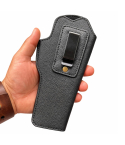 Black leather IWB holster front view showing slim full length profile