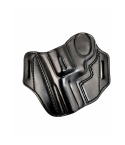 Black Leather OWB Dual Slot Revolver Holster molded leather design