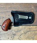 Black Leather Pocket Holster with formed body and smooth pocket carry profile
