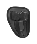 Tan vertical shoulder holster laid flat showing adjustable harness and tie down strap