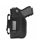 Black Nylon Ambidextrous Holster With Mag Pouch front view with pistol inserted