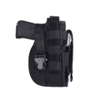 Black Nylon MOLLE Hunting Holster side view with attached mag pouch and right hand draw design