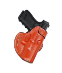 Brown leather belt scabbard holster open top design with molded leather body