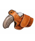 Brown Leather Driving Holster With Thumb Break – front angle view – smooth premium leather crossdraw holster