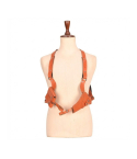 Brown leather dual pouch shoulder holster harness front view on mannequin