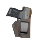 Brown Leather IWB Holster With Adjustable Cant side profile showing raised backing and discreet carry design