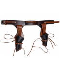 Brown Western Leather Double Revolver Holster Belt with Ammo Loops – full product view – dual holsters, wide belt, ammo loops, and long tie down straps