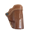 Brown Leather IWB Holster With Mag Pouch front view showing molded leather holster and integrated magazine pouch