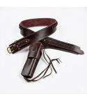 Brown Western Leather Revolver Holster Belt with Cartridge Loops
