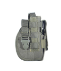 Green Nylon MOLLE Hunting Holster With Mag Pouch front view showing right hand draw profile and side accessory pouch