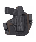 Hybrid OWB belt holster front profile showing molded shell