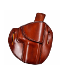 Leather Crossdraw Belt Holster front view with molded profile and stitched detail
