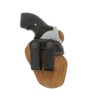 Leather IWB Revolver Guard Holster front view with dual belt loops and rough out body