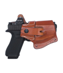 Leather Modular Carry Holster System molded leather holster with retention strap