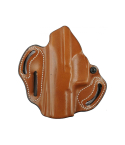 Leather OWB Speed Scabbard Holster black front view with molded body and belt slots