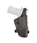 Leather Rotating Paddle Holster With Thumb Release brown leather holster