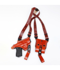 Brown leather shoulder holster set with horizontal holster and double magazine carrier