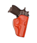 Brown leather minimalist belt holster open top molded design for OWB carry