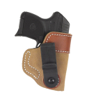 Natural Suede IWB Tuckable Holster – front view – natural suede body with reinforced saddle leather top