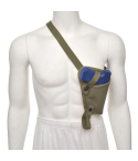 Canvas Shoulder Holster With Pistol On Mannequin Front View
