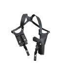 Black Leather Vertical Shoulder Holster – Double Mag Pouch
