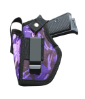 Purple Camouflage Nylon IWB OWB Holster With Mag Pouch front view