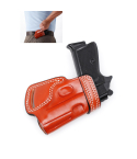 Small of the back leather holster open top design with molded body and reinforced stitching