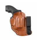 Tan Leather Flex Tuck IWB Holster product image showing molded leather body and adjustable belt clip