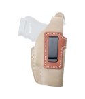 Tan Leather IWB Holster With Steel Clip front view suede leather concealed carry holster