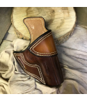 Two Tone Leather Avenger OWB Holster front view showing molded leather body and reinforced stitching
