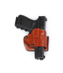 Yaqui style leather belt holster open top molded design with adjustable retention screws